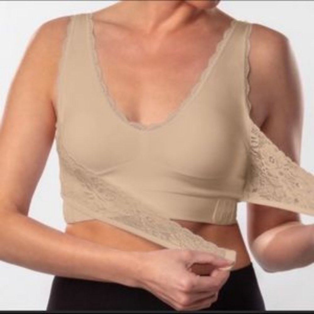 Seamless Lace Trim Beige Bralette